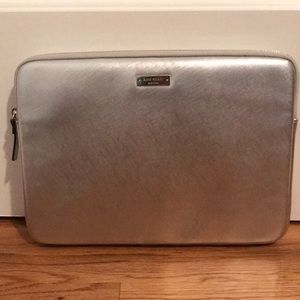 Kate Spade Silver Metallic Laptop Sleeve